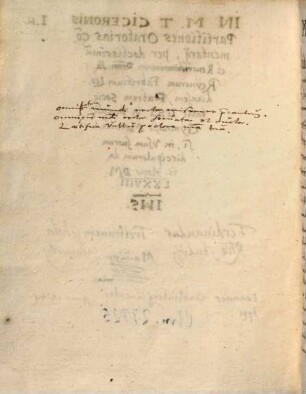 In Ciceronis partitiones oratorias commentarii - BSB Clm 27725