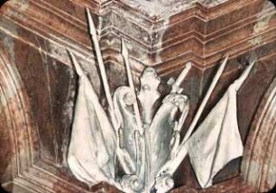Trophäen und Reliefs mit mythologischen Szenen
