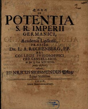 De Potentia S. R. Imperii Germanici