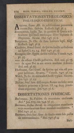 Dissertationes Theologico-Philologico-Exegeticae