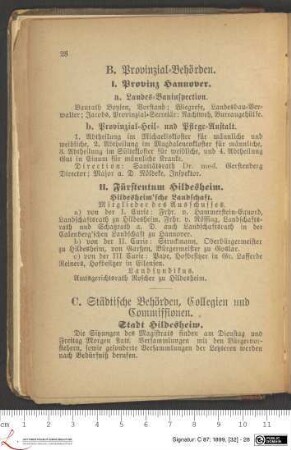 B. Provinzial-Behörden.