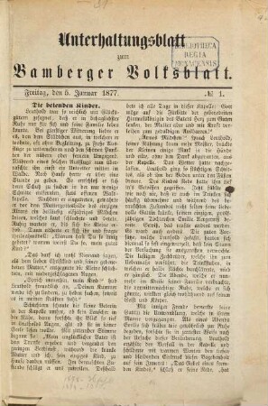 Bamberger Volksblatt. Unterhaltungsblatt zum Bamberger Volksblatt. 1879