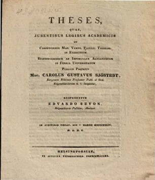 Theses [de textu V.T eiusque lect. variantibus]