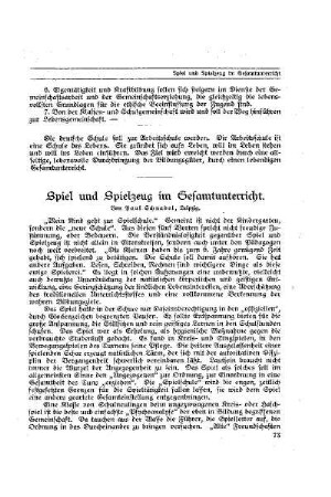 Spiel und Spielzeug im Gesamtunterricht : [Beilage Gesamtunterricht]