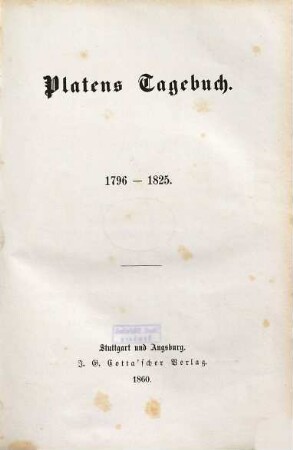 Platens Tagebuch : 1796 - 1825