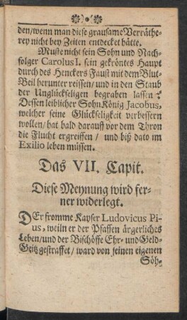 Das VII. Capit. Diese Meynung wird ferner widerlegt