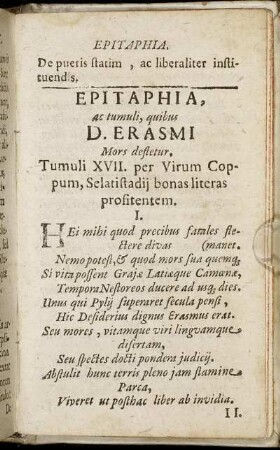 Epitaphia, ac tumuli, quibus D. Erasmi Mors defletur.