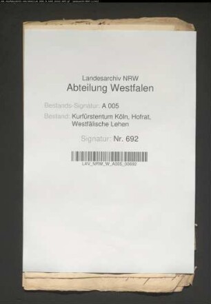 Belehnung des Philipp Raban von Canstein mit dem halben Schloß Canstein. Mit Spezifikation der Zubehörungen