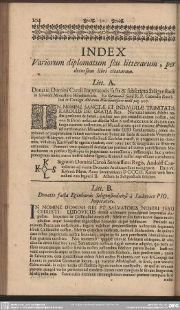 Index Variorum diplomatum seu litterarum, per decursum libri citatarum