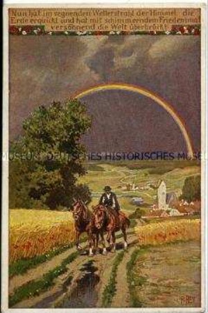 Ländliche Szene, mit Vers