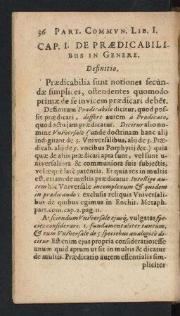 Cap. I. De Praedicabilibus In Genere.
