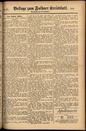 Zweite Ausgabe vom Dienstag, den 16. Oktober 1900.