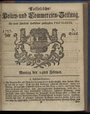 7. Stueck, Montag den 14ten Februar 1757