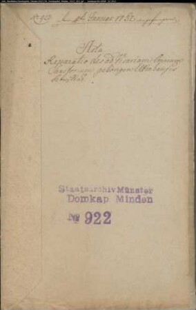 Reparatur des Wohnhauses der Vikarie Omnium Sanctorum