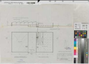 Münster (Münster) Strafanstalt Werkstättengebäude und Fernheizwerk Vorentwurf Grundriß Kellergeschoß und Längsschnitt 1957 1 : 200 47,5 x 59 Pause Staatshochbauamt Münster Regierung Münster Nr. 34029