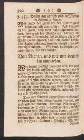 Von Bienen, und wie mit denselben umzugehen.