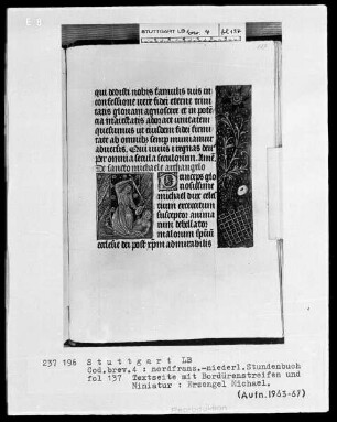 Stundenbuch — Der Erzengel Michael tötet den Drachen, Folio 137recto