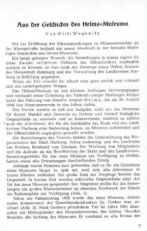 Aus der Geschichte des Helms-Museums
