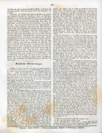 160 Kirchliche Mittheilungen