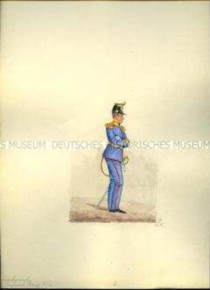 Uniformdarstellung, Leutnant der 1. Infanterie-Brigade, Sachsen, 1862.