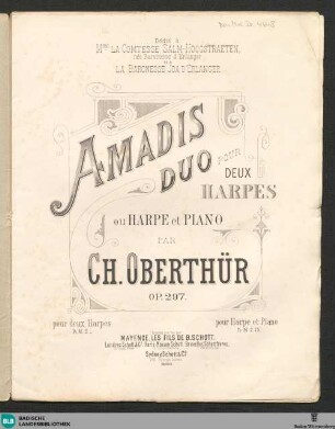 Amadis : duo pour deux harpes ou harpe et piano; op. 297