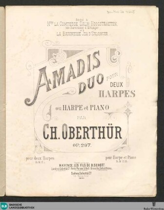 Amadis : duo pour deux harpes ou harpe et piano; op. 297