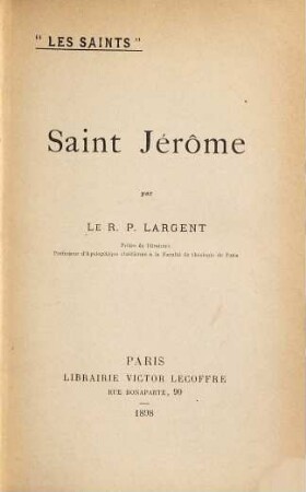 Saint Jérôme : [Hieronymus.]