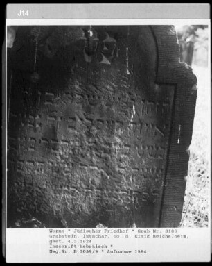 Grabstein von Issachar, Sohn des Eisik Heichelheim (gestorben 1824.03.04)