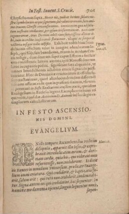 In Festo Ascensionis Domini.Evangelivm.