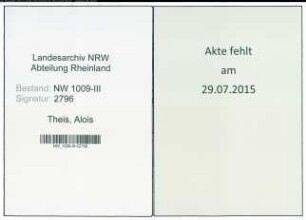 Entnazifizierung Alois Theis , geb. 02.03.1904 (Studienrat)