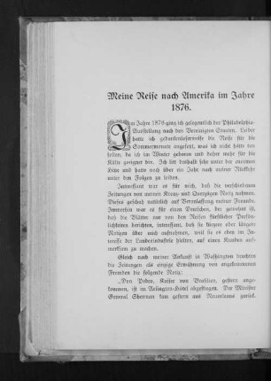 Meine Reise nach Amerika im Jahre 1876.