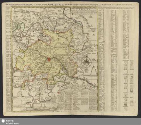 Accurate Geographische Delineation Der Dioeces Und Des Ammtes Dresden, mit allen ihren und denen angraentzenden Staedten, Flecken und Dorffschafften