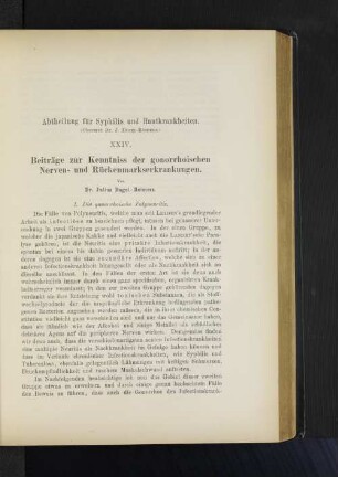 Abtheilung für Syphilis und Hautkrankheiten.