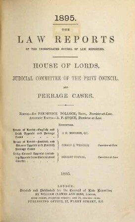 The law reports. Appeal cases. 1895