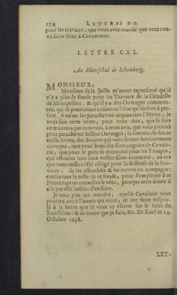 Lettre CXL. - CXLIX.