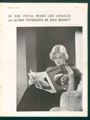Se nos envía desde Los Angeles la última forografía de Joan Bennett