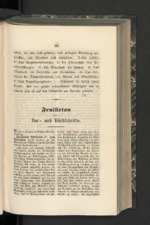 Feuilleton des Vor- und Rückschritts.