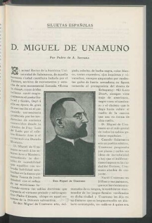 Siluetas españolas: D. Miguel de Unamuno