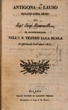 Antigona e Lauso : Melodramma serio