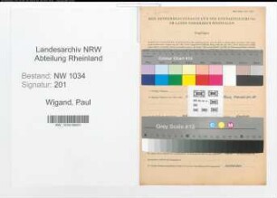 Entnazifizierung Paul Wigand , geb. 27.08.1876 (Ober-Feuerwerker)
