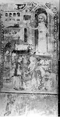 Heilige Dorothea : Heilige Dorothea. Fresko (1401/1415). Millstatt, Pfarrkirche und ehemalige Stiftskirche Christus Salvator und Allerheiligen, südliche Langhausarkade