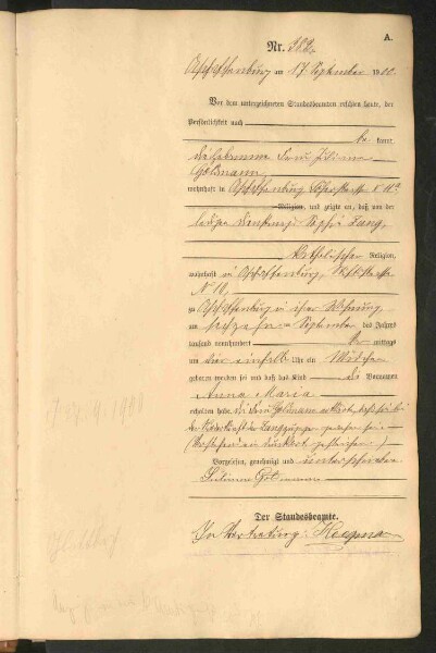 Standesamtsbuch der Stadt Aschaffenburg: Geburten 365/1900 - 184/1901