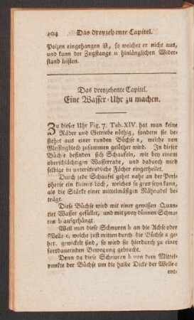 Das dreyzehente Capitel. Eine Wasser-Uhr zu machen