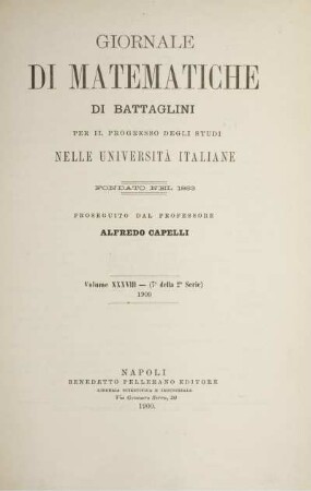 38: Giornale di matematiche di Battaglini