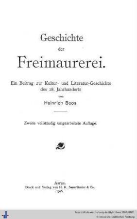 Geschichte der Freimaurerei : ein Beitrag zur Kultur- und Literatur-Geschichte des 18. Jahrhunderts