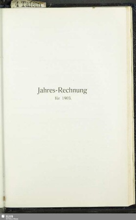 Jahres-Rechnung für 1903