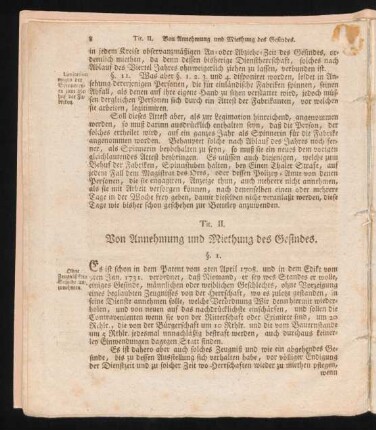 Tit. II. Von Annehmung und Miethung des Gesindes.
