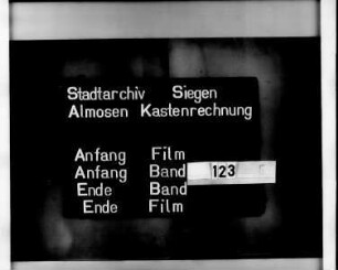 Almosenkasten- und Siechenhaus- und Schul-Rechnungen der Stadt Siegen der Kastenmeister Henrich Manskopf, Ratsverwandter