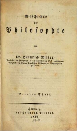 Geschichte der Philosophie, 4. Geschichte der Philosophie alter Zeit ; 4