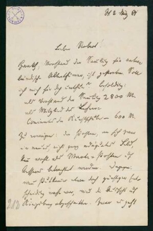 Brief vom 2. März 1881